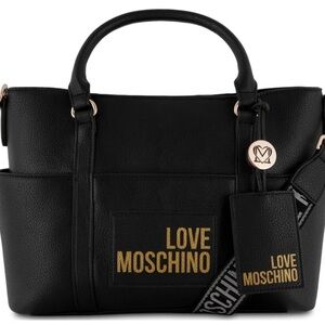NWOT Love Moschino Black Tote with Gold Branding